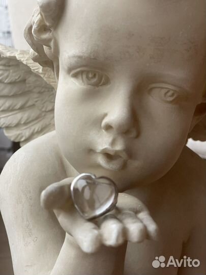 Кольцо-сердце из серебра с хрусталем