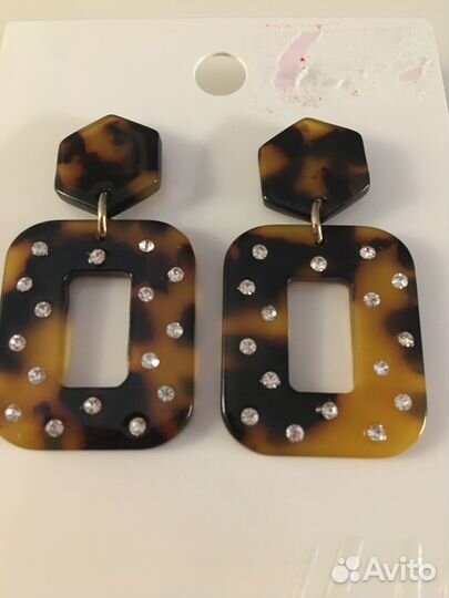 Серьги новые H&M коричневые со стразами