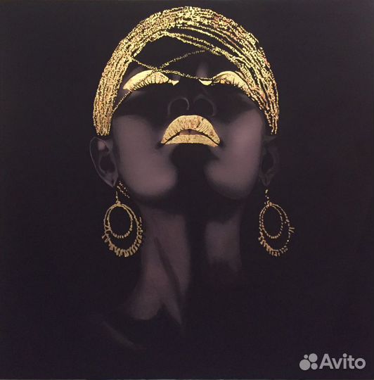 Картина африканка негритянка с золотой