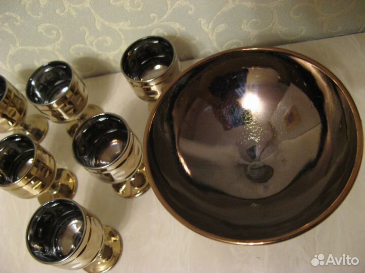 Креманка, рюмки цветное стекло. СССР Винтаж