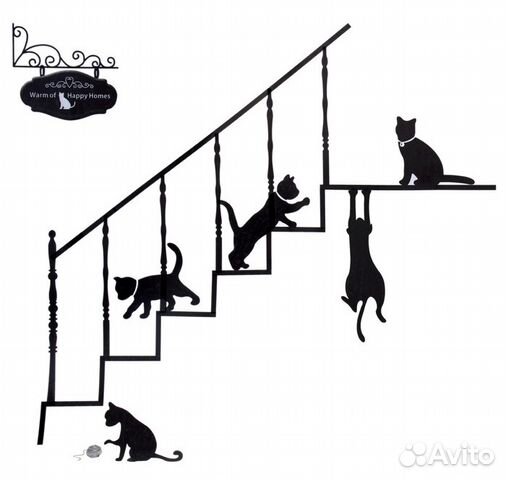 Декоративная наклейка "Котята у лестницы"