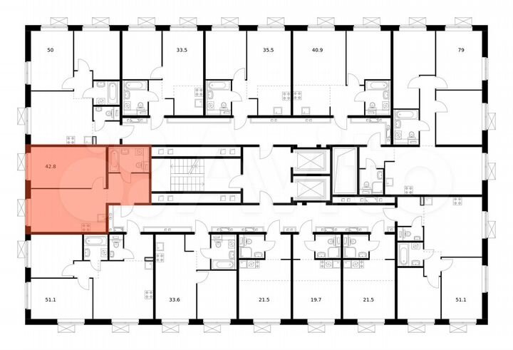 1-к. квартира, 42,8 м², 14/17 эт.