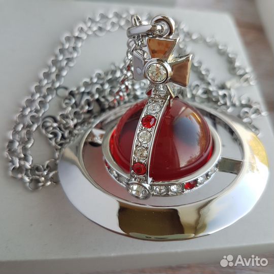 Подвеска Vivienne Westwood orb Сатурн 6см красная