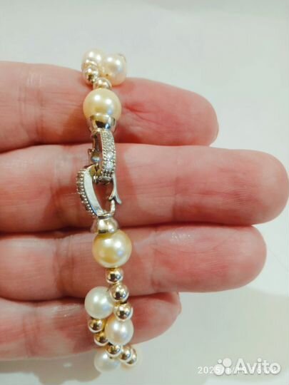 Браслет с натуральным жемчугом