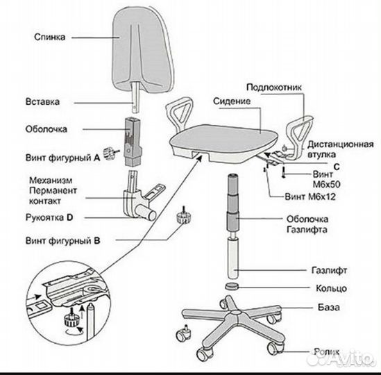 Ремонт+ запчасти офисное кресло