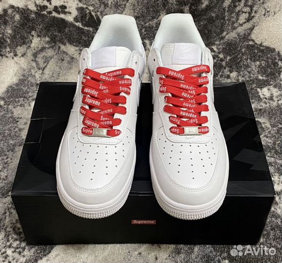 Кроссовки Nike Air Force 1 low x supreme белые