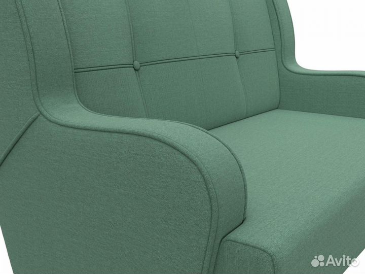 Диван прямой Неаполь 2-х местный, рогожка, амур зеленый