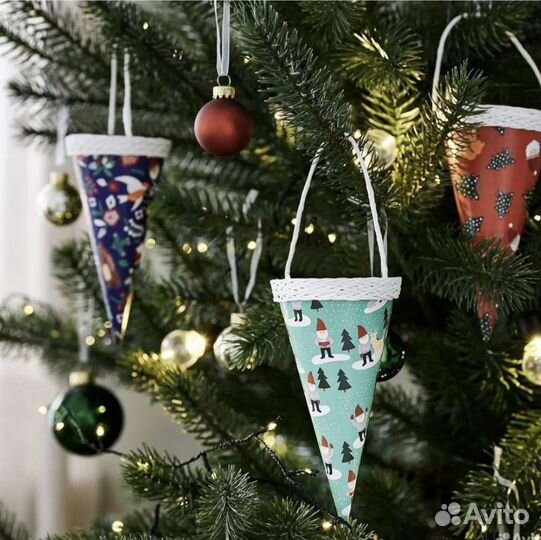 Подвесные украш-я Винтер, кашпо новые из IKEA икеа