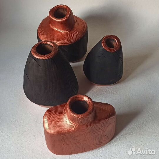 Авторские интерьерные вазы из массива дерева