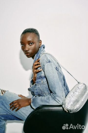 Сумка кроссбоди металлического цвета zara
