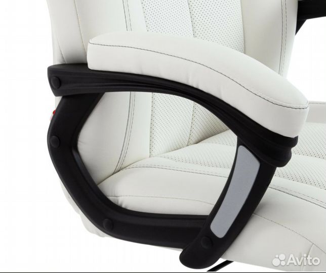 Кресло Tetchair boss люкс (хром) кож/зам, белый