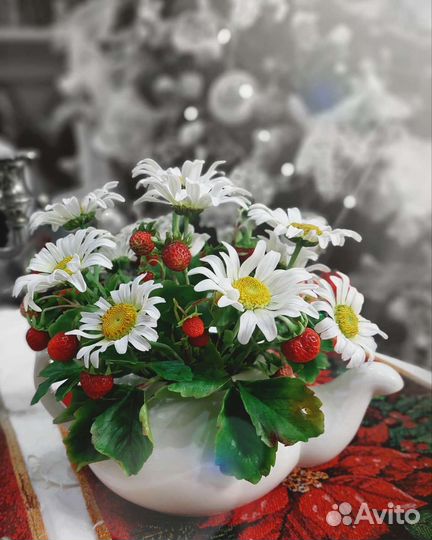 Ромашки из холодного фарфора