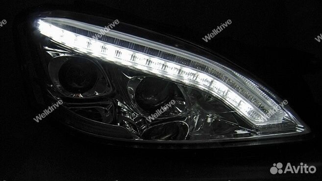 Фары Mercedes W221 05-09 ксенон с дхо черные