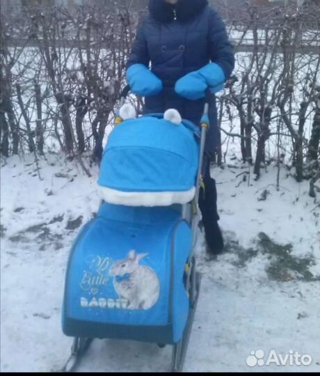 Детские санки коляска ника с колёсами