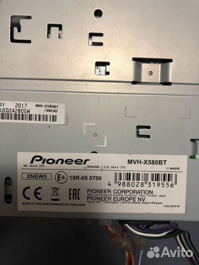 Магнитола 1din pioneer MVH-X580BT