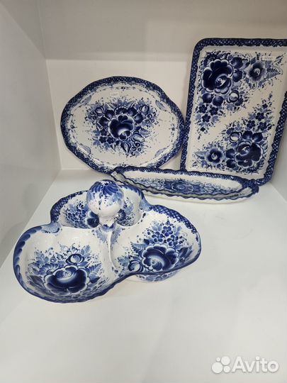 Лоток гжель блюдо автор Алёхин