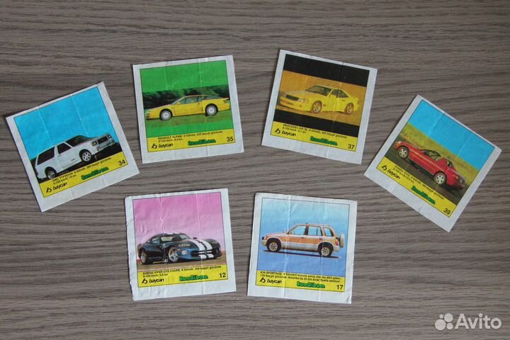 Вкладыши от жвачки Bombibom Oto Moto Bubble Gum