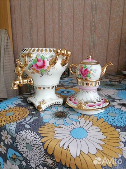 Самовар сувенирный СССР Гжель Фарфор