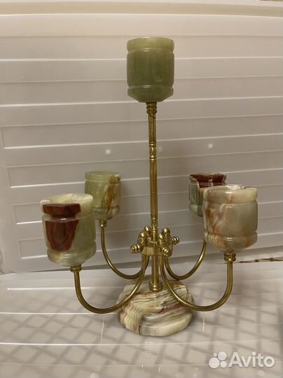 Подсвечник тарелки натуральный камень оникс