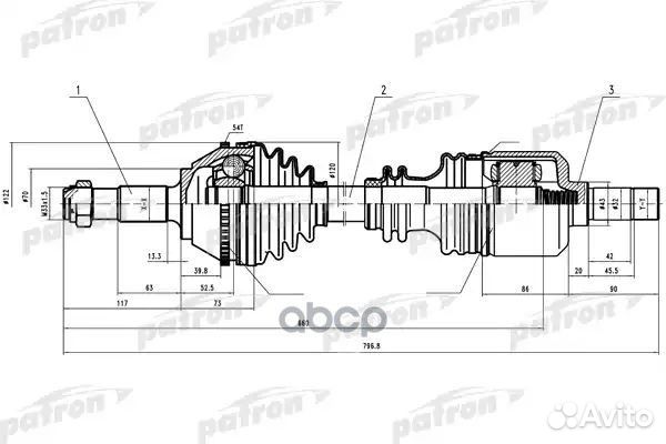 Полуось лев fiat: Ducato,peugeot: Boxer 2.0-2.5
