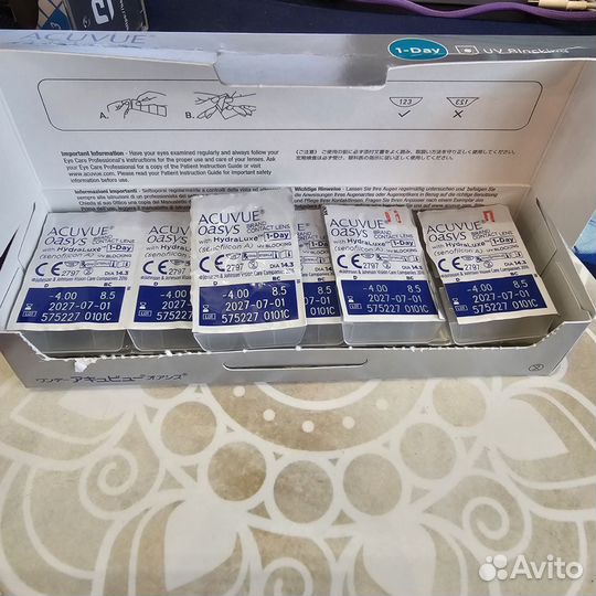 Линзы acuvue oasys однодневные -4.0