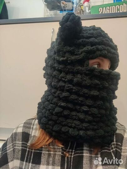 Балаклава вязаная с ушками