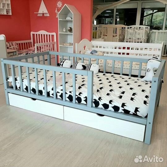 Кроватка с бортиком сингл детская берёза