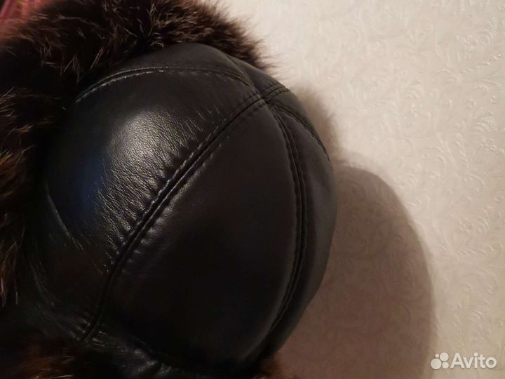 Шапка женская нат. Мех. Нат кожа