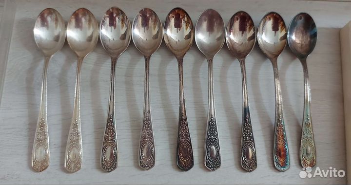 Разыне Ложки чайные мельхиоровые СССР, комплектом