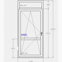 Дверь балконная 1100 на 2450