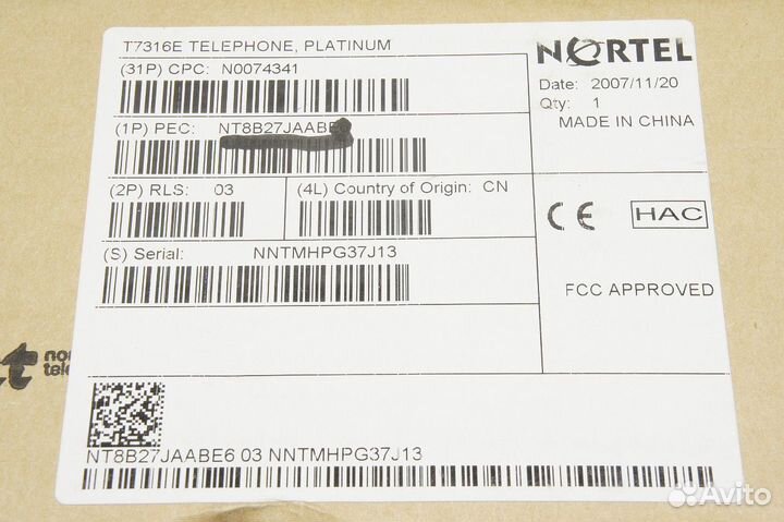 Телефон системный Nortel T7316E белый без трубки