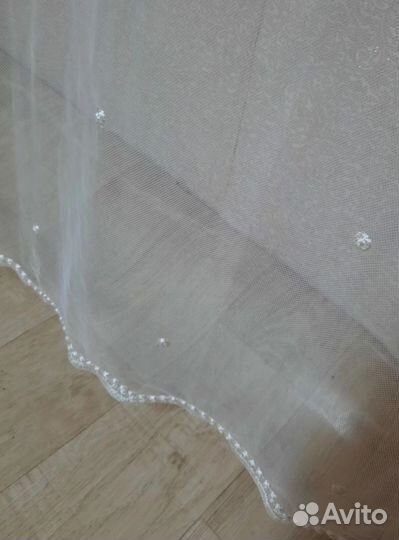 Тюль сетка с вышивкой жемчуг. Новая