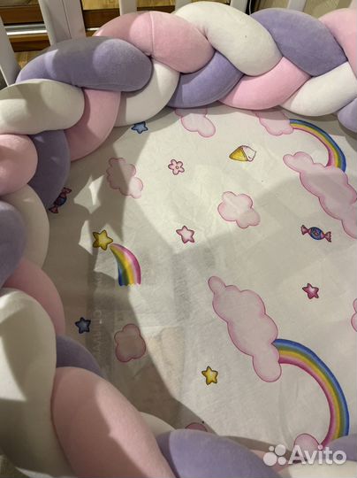 Бортики в кроватку косичка и игрушка