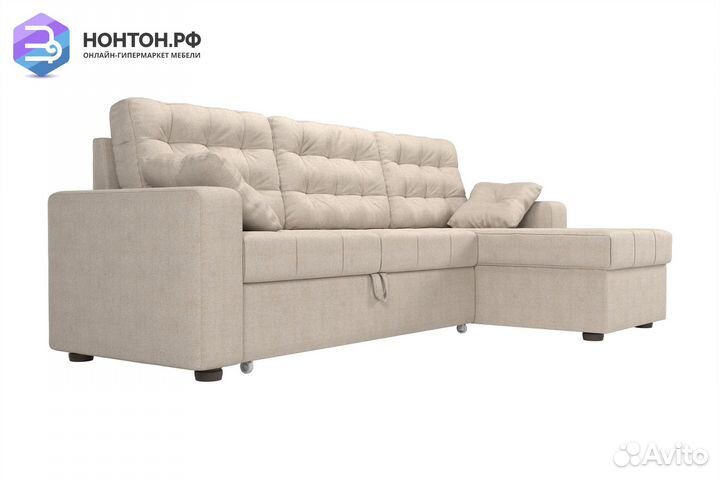 Диван угловой дельфин Камелот рогожка бежевая