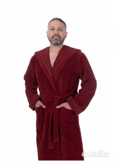 Мужской махровый халат новый с капюшоном Cleanelly