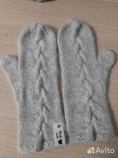 Шапка,снуд,варежки из пуха норки