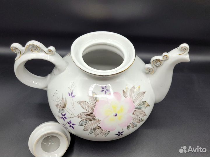 Чайник 1500 мл. роспись Цветы фарфор Сысерть