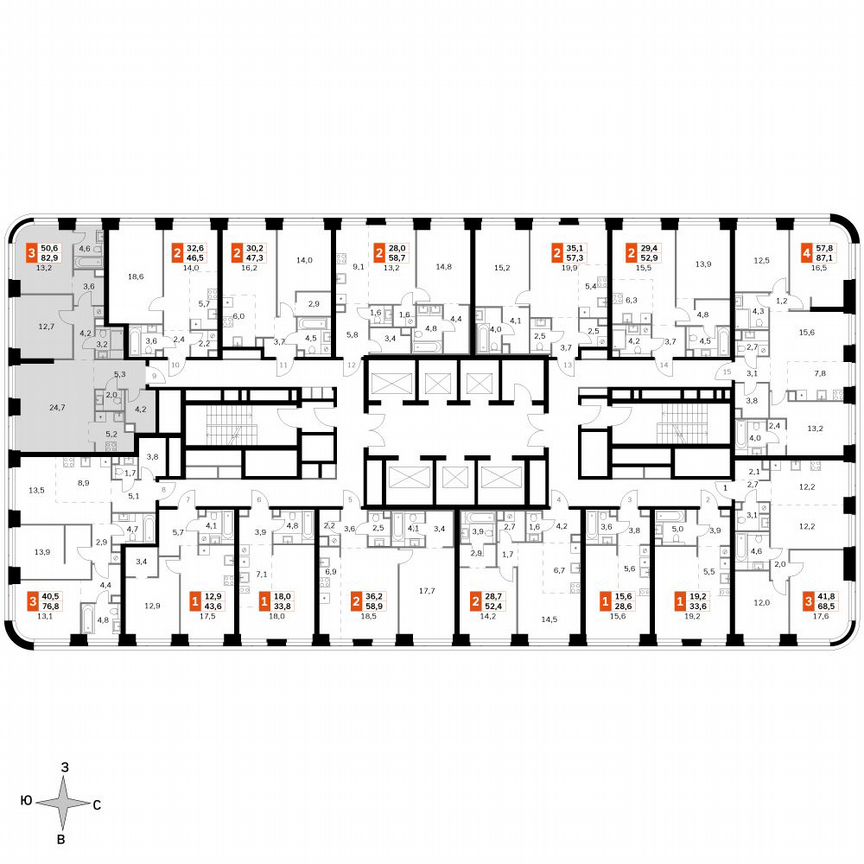 2-к. квартира, 82,9 м², 6/49 эт.