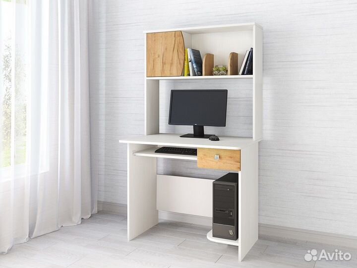 Стол компьютерный Вита - 4 Дуб Крафт/Белый