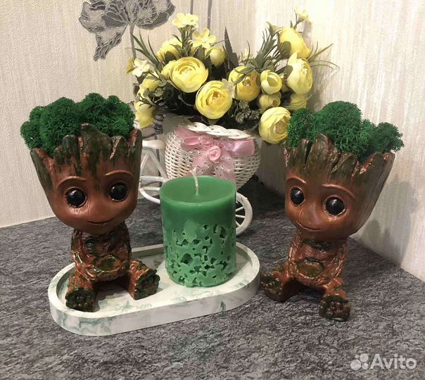 Кашпо Грут, свечи, топиарий