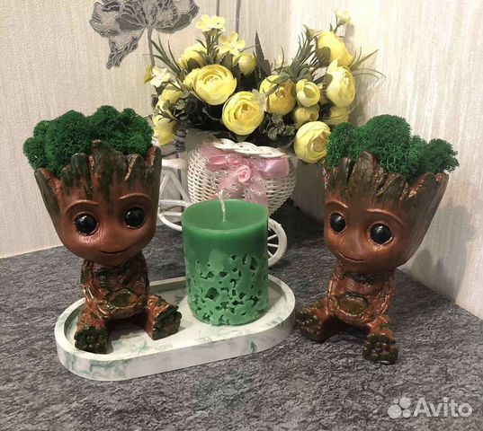 Кашпо Грут, свечи, топиарий