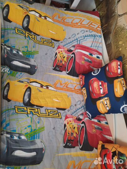 Плед покрывало 150 200 тачки и подушки