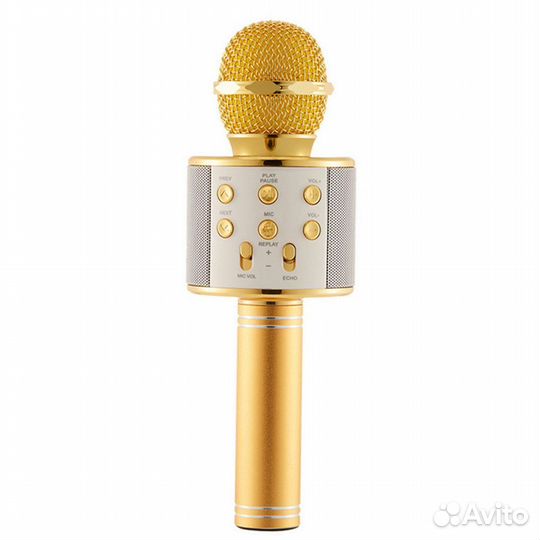 Микрофон-караоке V-8 Bluetooth с динамиком золото