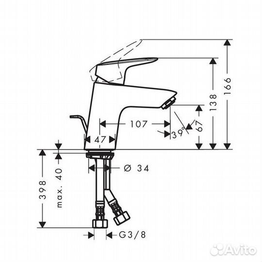 Hansgrohe Logis, Смеситель для раковины, С донным