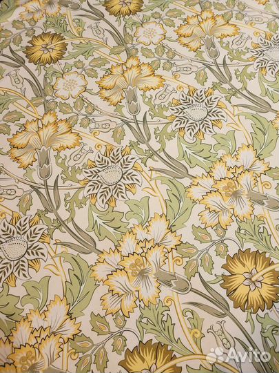 Ткань хлопковая саржа Гвоздики желтые Моррис