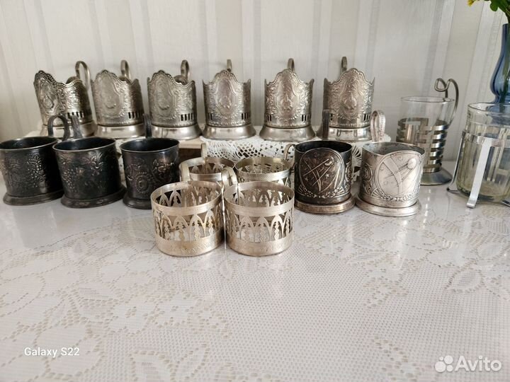 Подстаканники СССР космос, кремль, мельхиор