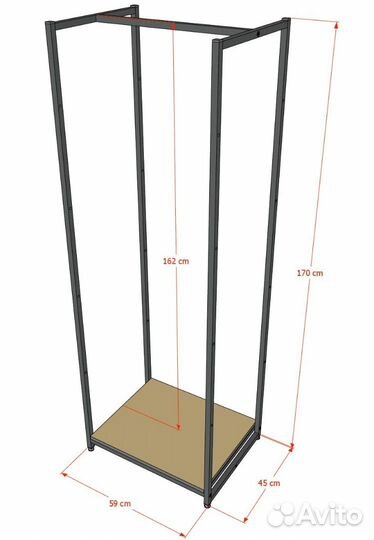 Стеллаж для одежды в стиле Лофт A1760-02-чч