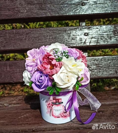Букет из мыла, мыльных роз, цветов