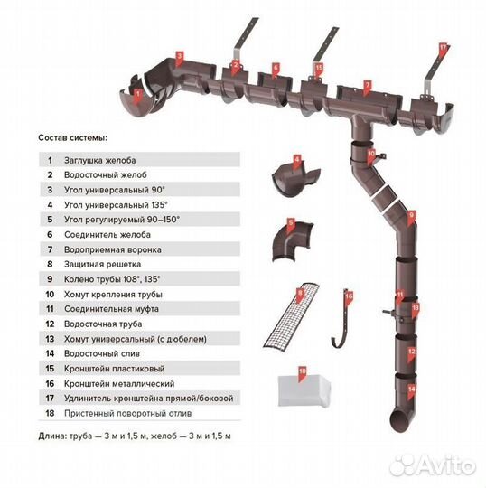 Кронштейн желоба пластик тн Verat 125/82 мм коричн