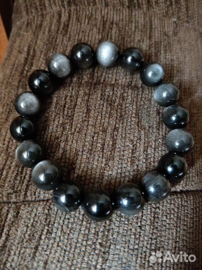 Браслет нат. обсидиан новый